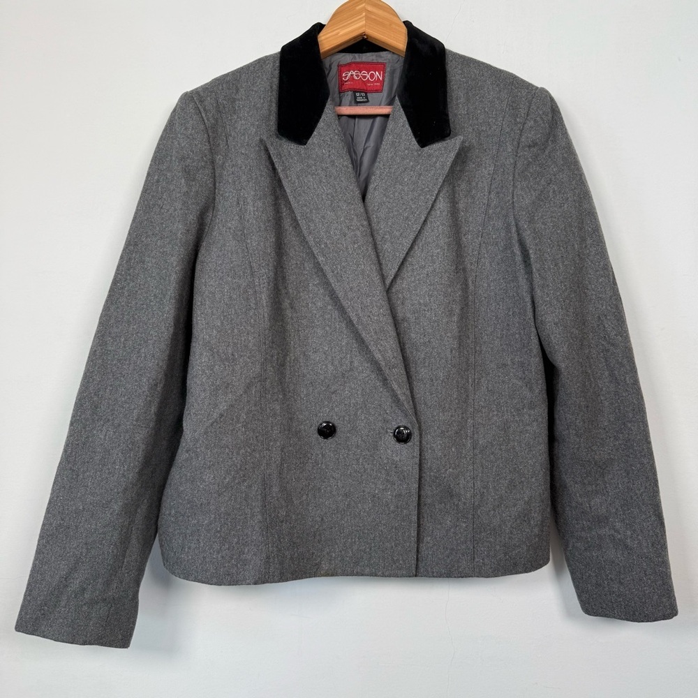 Sasson Vintage Wool Blend Blazer w/Velvet Collar, Size 12/13, Great Condition